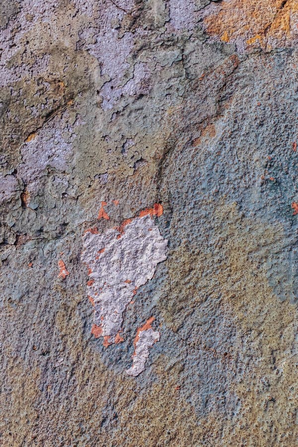 Concrete Wall Textured Background with Peeling Off Paint. Stock Photo