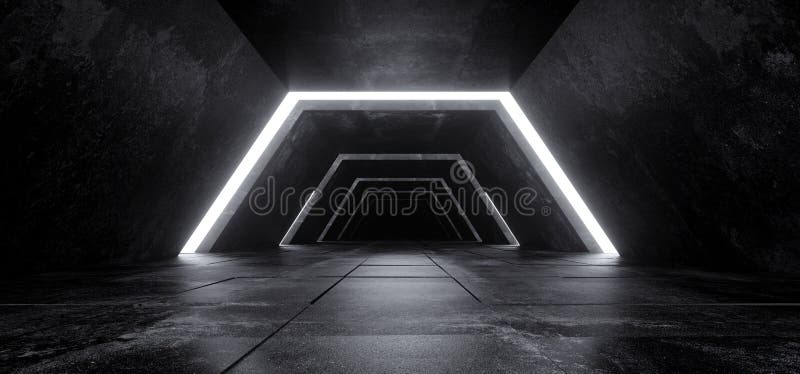 Concreto escuro vazio minimalista futurista moderno Co de Sci Fi do estrangeiro