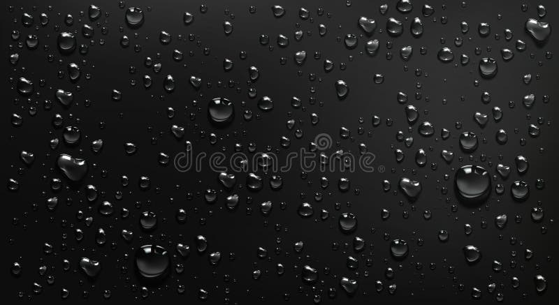 Condensation water drops on black glass background