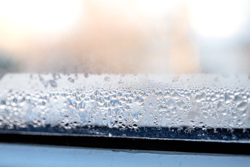 Condensation on Window, Mold from Wet, Energy Efficiency Issues Stock