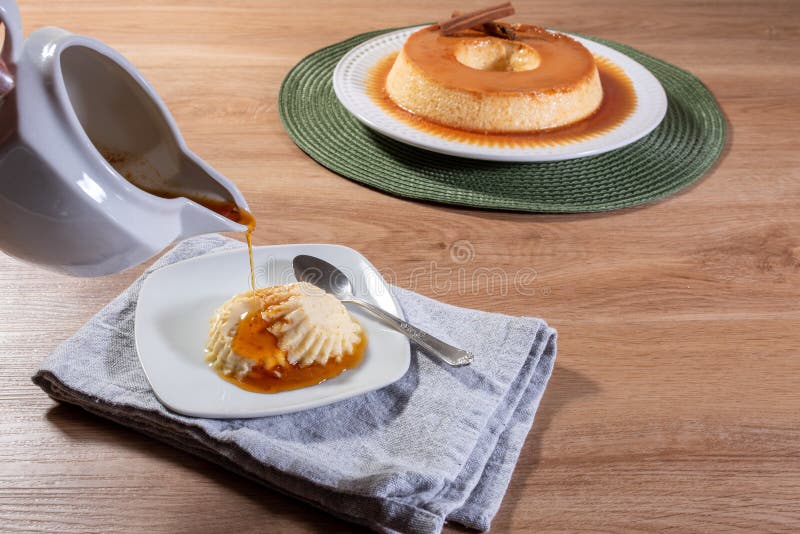 Condensed Milk Pudding with Caramelized Sauce Stock Photo Image of