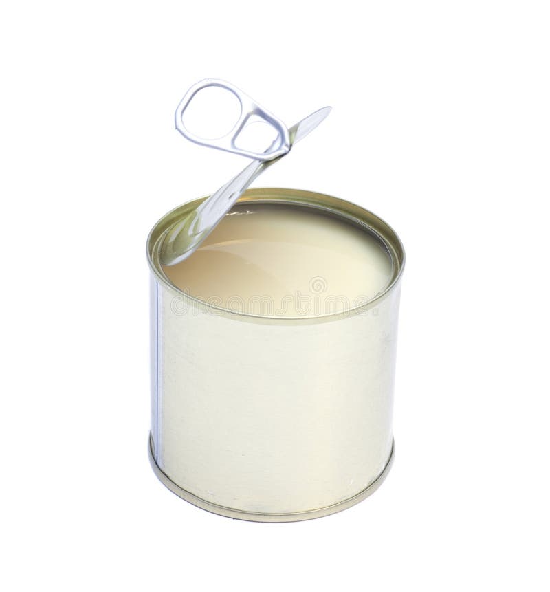 Condensed milk in tin can stock image. Image of packaging 50634393