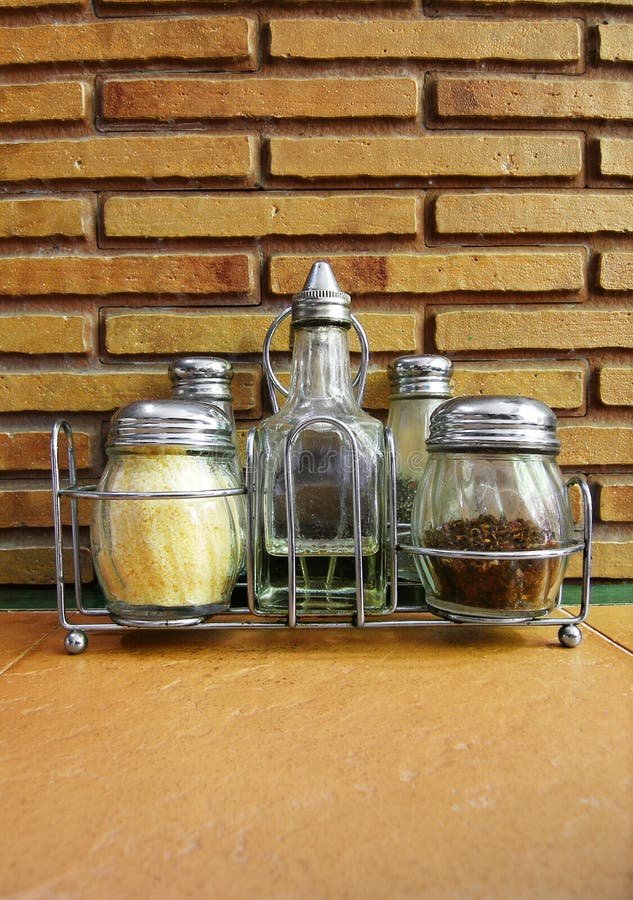 Condiment Bottles, Italian Restaurant Stock Photo - Image of dinners ...