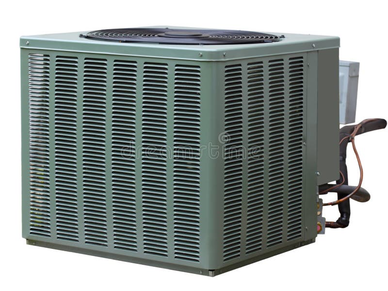 Residential high efficiency central air conditioner outside unit. Residential high efficiency central air conditioner outside unit