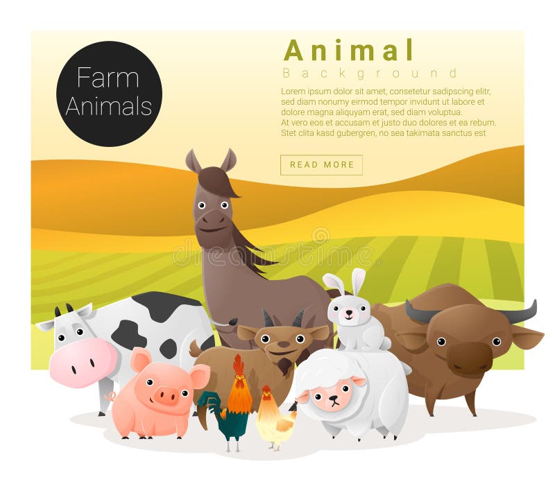 Condizione famigliare animale sveglia con gli animali da allevamento royalty illustrazione gratis Condizione famigliare animale sveglia con gli animali da allevamento royalty illustrazione gratis