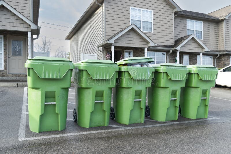 Condo Trash Bins Waiting for Dump Truck Stock Image Image of condo