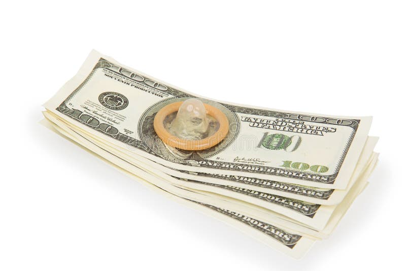 Condom on USA dollars stock image. Image of debt, luxury 42351147