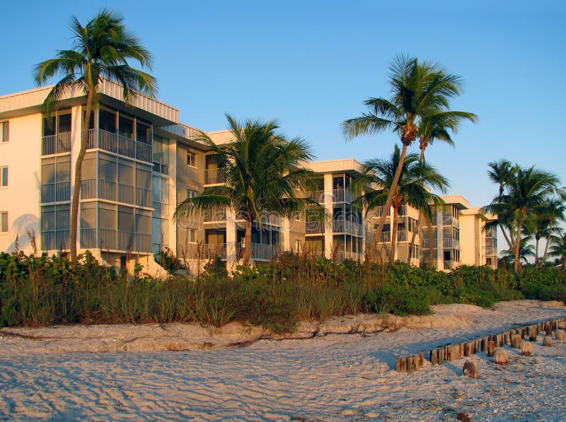 Condos on the beach stock image. Image of natural, bright 7269507