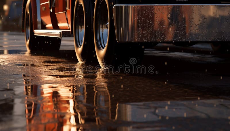 Conducción en asfalto húmedo gotas de lluvia que reflejan el movimiento de vida de la ciudad generado por ai libre illustration