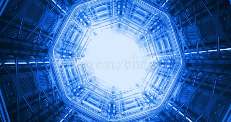 Conducción a través de la galería del túnel y el tinte azul, abstracto con movimiento a alta velocidad stock de ilustración
