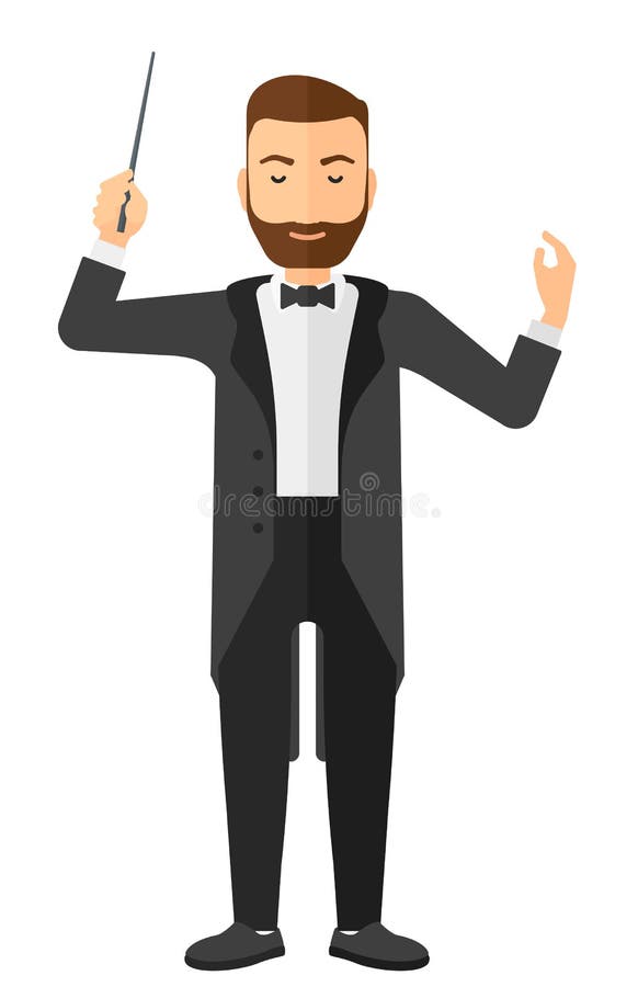Conductor Directing with His Baton Stock Vector Illustration of musician, male 64842364