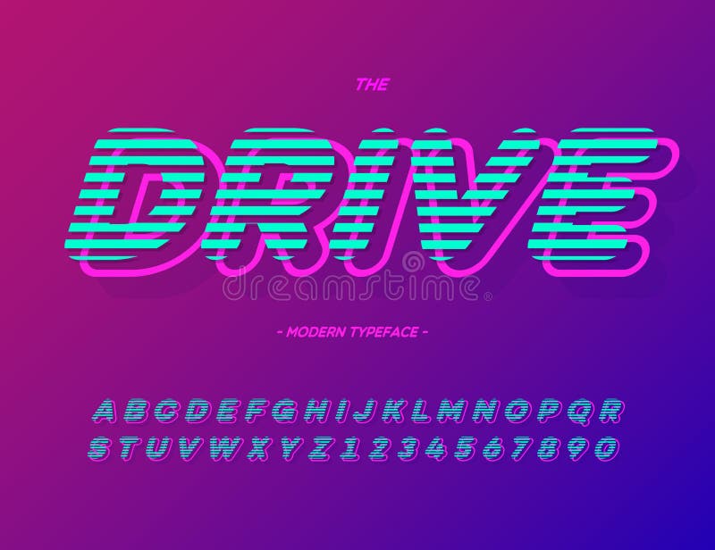 Conduzca la tipografía de la tendencia de la fuente Estilo colorido moderno de Alpabet para la decoración libre illustration Conduzca la tipografía de la tendencia de la fuente Estilo colorido moderno de Alpabet para la decoración libre illustration