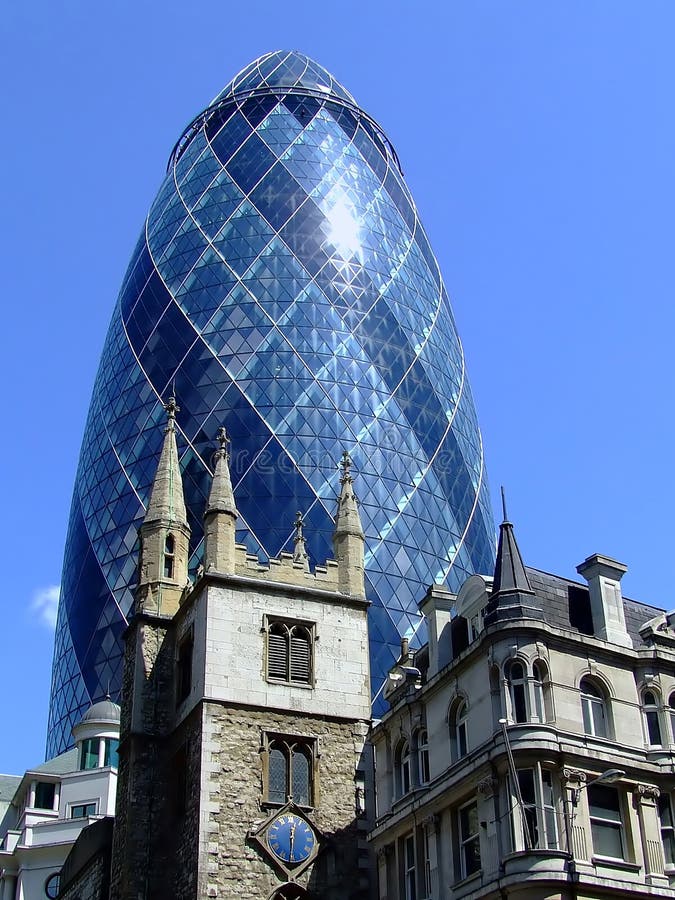 Cone building behind church