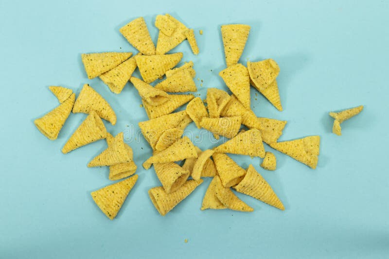 Cone Corn Chips In Black Bowl On White Background Stock Photo Image