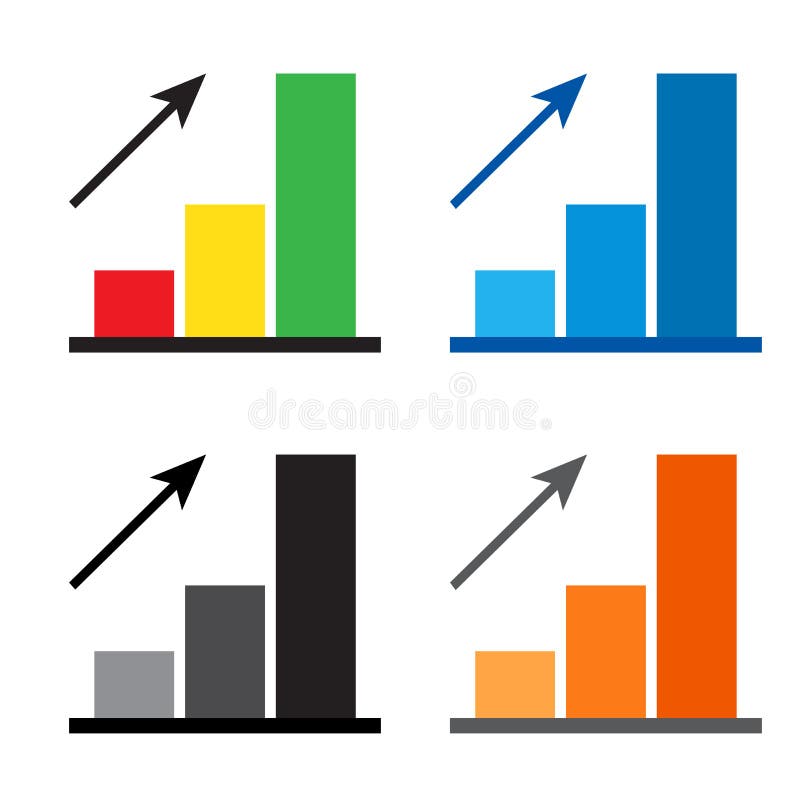 ?cone do diagrama Grupo colorido de ícone do progresso da carta com seta Vetor ilustração stock ?cone do diagrama Grupo colorido de ícone do progresso da carta com seta Vetor ilustração stock