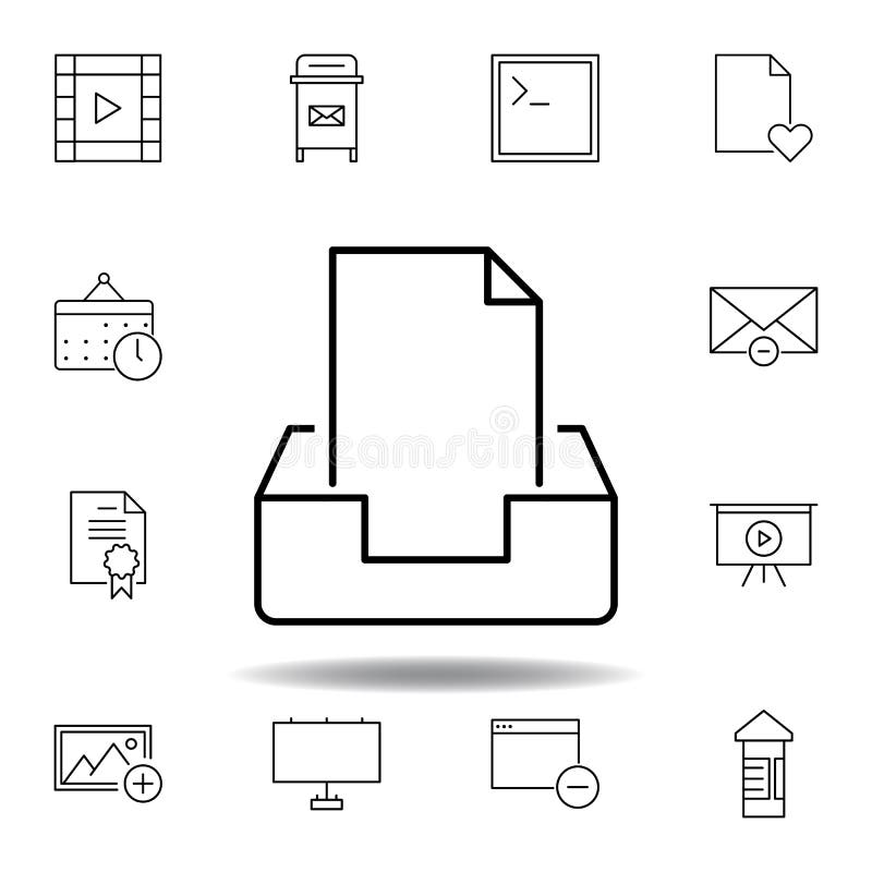 ?cone do esbo?o do inbox do correio da caixa Grupo detalhado de ícones das ilustrações dos multimédios do unigrid Pode ser usado ilustração stock ?cone do esbo?o do inbox do correio da caixa Grupo detalhado de ícones das ilustrações dos multimédios do unigrid Pode ser usado ilustração stock