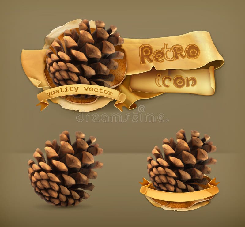 Cone do pinho, ícones do vetor ilustração stock Cone do pinho, ícones do vetor ilustração stock