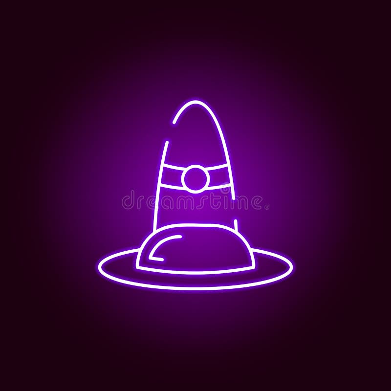 ?cone m?gico do chap?u no estilo de n?on Elemento da ilustra??o do Dia das Bruxas Sinais e ?cone para Web site, design web da col ilustração royalty free ?cone m?gico do chap?u no estilo de n?on Elemento da ilustra??o do Dia das Bruxas Sinais e ?cone para Web site, design web da col ilustração royalty free