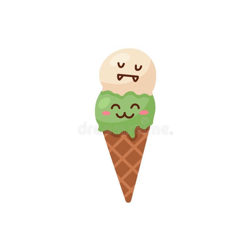 Cone Waffle Ice Cream with Scoops and Face Expressions, Cartoon Vector Illustration Isolated on White Background. Stock Vector - Illustration of funny, candy: 235786809 Cone Waffle Ice Cream with Scoops and Face Expressions, Cartoon Vector Illustration Isolated on White Background. Stock Vector - Illustration of funny, candy: 235786809