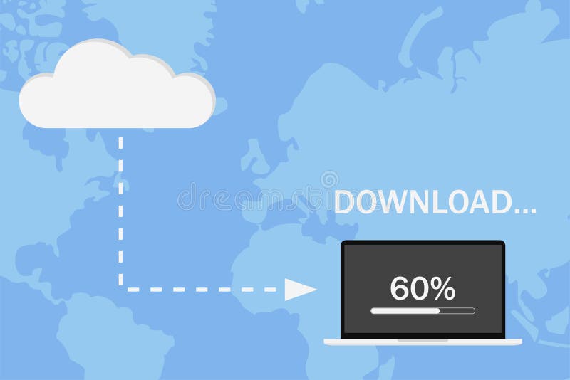 Conecction to internet upload computer wireless sending information.Cloud connection laptop. Flat EPS 10 royalty free illustration Conecction to internet upload computer wireless sending information.Cloud connection laptop. Flat EPS 10 royalty free illustration