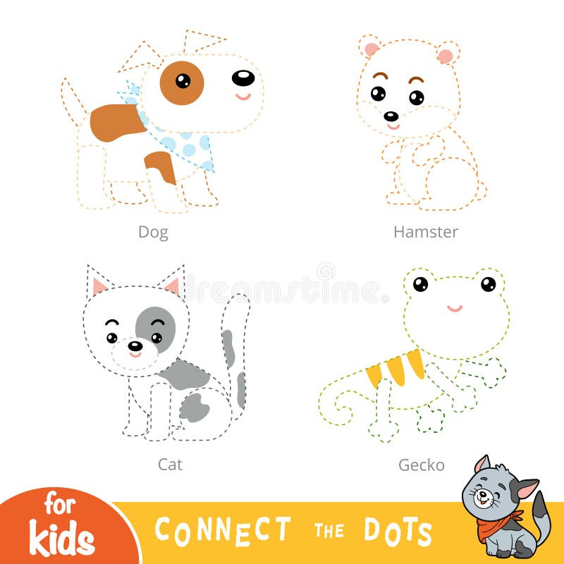 Conecte os pontos, jogo da educa??o para crian?as Jogo dos animais de estima??o ilustração do vetor Conecte os pontos, jogo da educa??o para crian?as Jogo dos animais de estima??o ilustração do vetor
