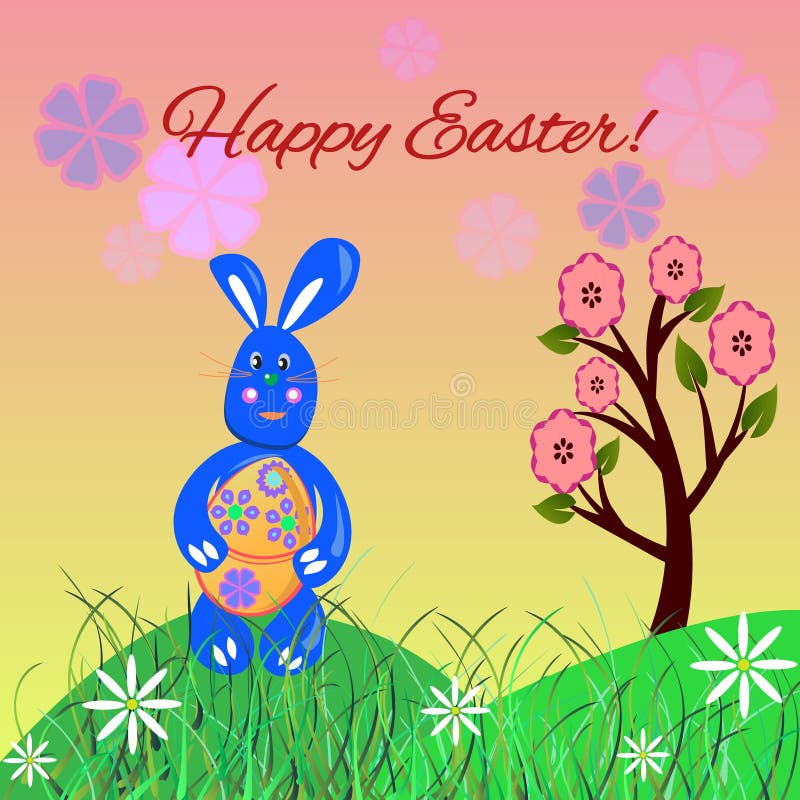 Conejito de pascua con el huevo stock de ilustración Conejito de pascua con el huevo stock de ilustración