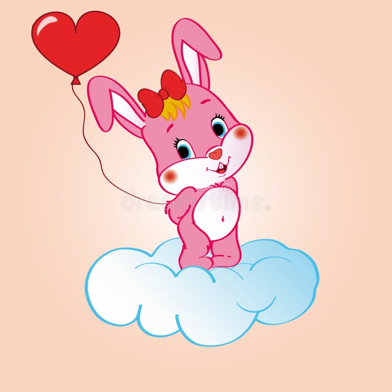Conejito rosado en la nube stock de ilustración Conejito rosado en la nube stock de ilustración