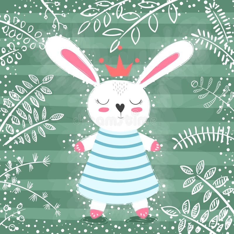 Conejo lindo de la princesa en el bosque libre illustration Conejo lindo de la princesa en el bosque libre illustration