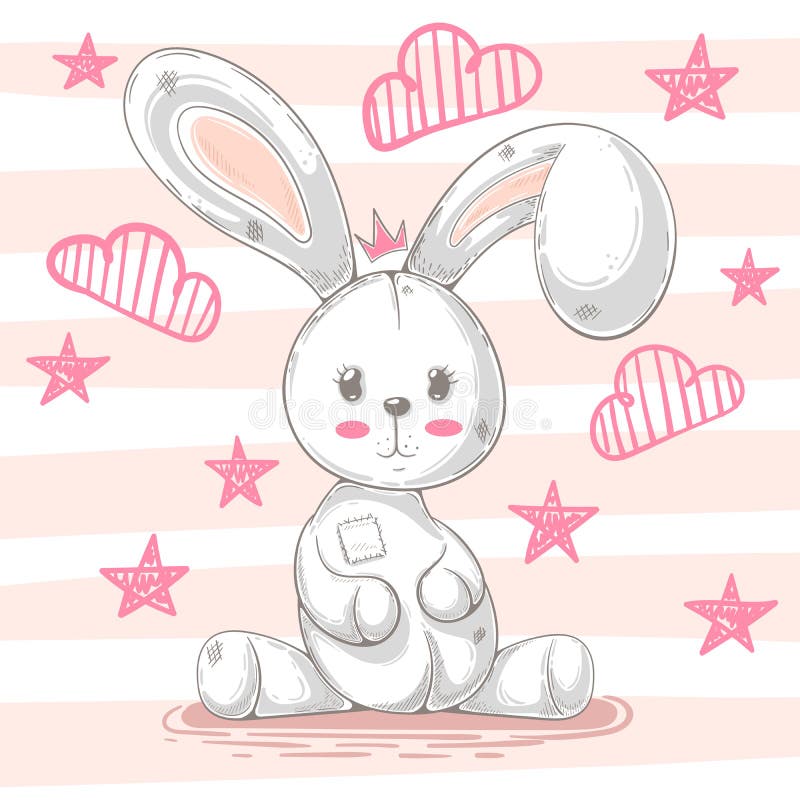 Conejo lindo del peluche - ejemplo de la historieta ilustración del vector Conejo lindo del peluche - ejemplo de la historieta ilustración del vector