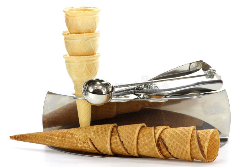 Cones Do Waffle Em Uma Loja De Gelado Imagem de Stock Imagem de crocante, sabor 36313597