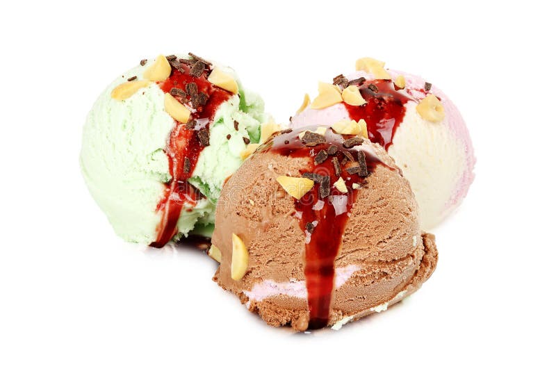 Cones de gelado da morango, do chocolate, da baunilha e do pistachio sobre o fundo branco fotos de stock royalty free Cones de gelado da morango, do chocolate, da baunilha e do pistachio sobre o fundo branco fotos de stock royalty free