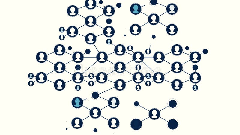 Conexiones de red sociales Gente de conexión en Internet, nodos que transforman en la forma de un mapa del mundo movimiento