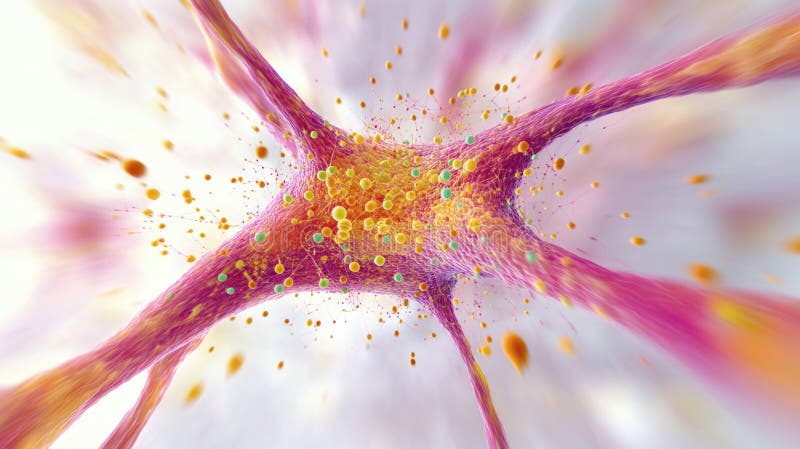 Conexiune de rețea neuronală colorată cu sinapse abstracte și neuroni stock illustration