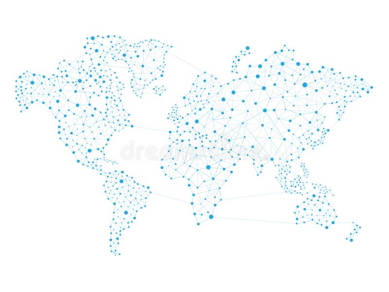 Conexiune rețea hartă mondială stock illustration