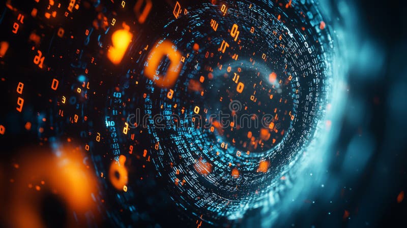 Conexiuni de rețea de date cu conectivitate de mare viteză și randare 3d în spațiul virtual digital. stock illustration