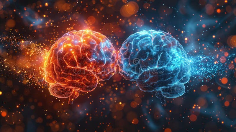 Conexiuni neuronale colorate ale creierului uman pe fond negru vector illustration