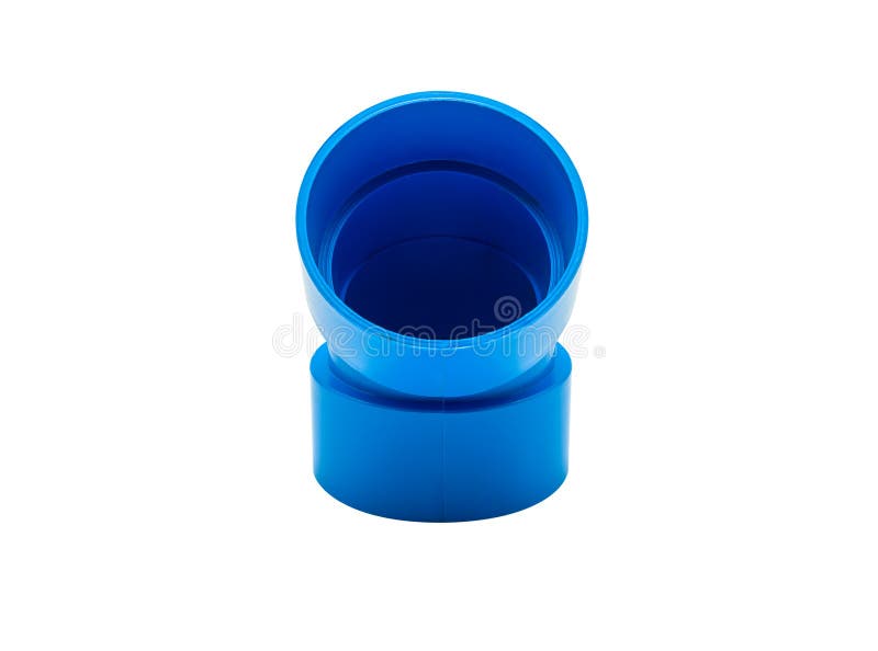 Conexión de tubo azul del pvc con la válvula aislada en blanco fotografía de archivo Conexión de tubo azul del pvc con la válvula aislada en blanco fotografía de archivo