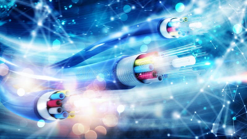 Conexión a internet con la fibra óptica Concepto de Internet rápido