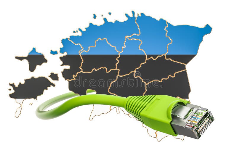 Conexión a internet en el concepto de Estonia representación 3d ilustración del vector Conexión a internet en el concepto de Estonia representación 3d ilustración del vector