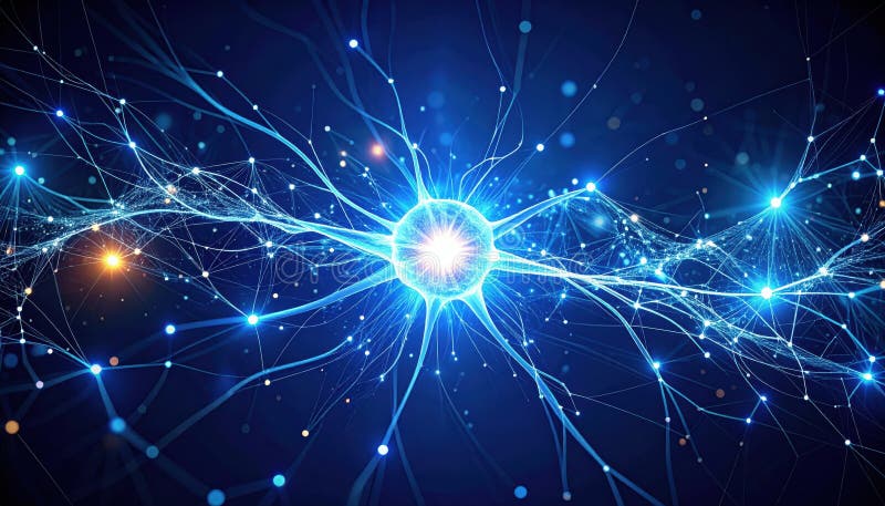 Conexión neuronal eléctrica Chispa eléctrica desarrollándose en la visualización de redes neuronales stock de ilustración