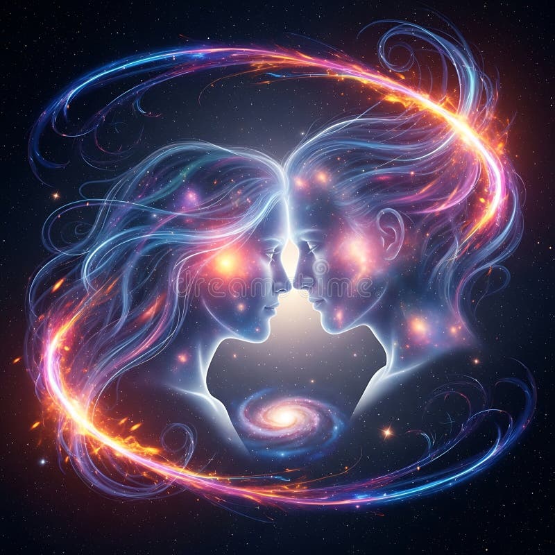 Conexão cósmica de almas fotografia de stock