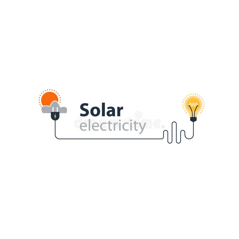 Conexão da eletricidade, fonte elétrica solar, economia de energia ilustração stock Conexão da eletricidade, fonte elétrica solar, economia de energia ilustração stock