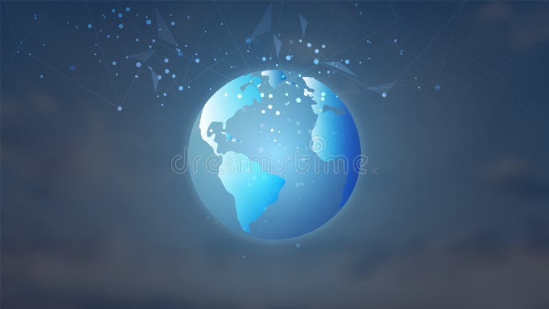 Conexão de rede global, baixo poli com os pontos e as linhas de conexão fundo ilustração royalty free Conexão de rede global, baixo poli com os pontos e as linhas de conexão fundo ilustração royalty free