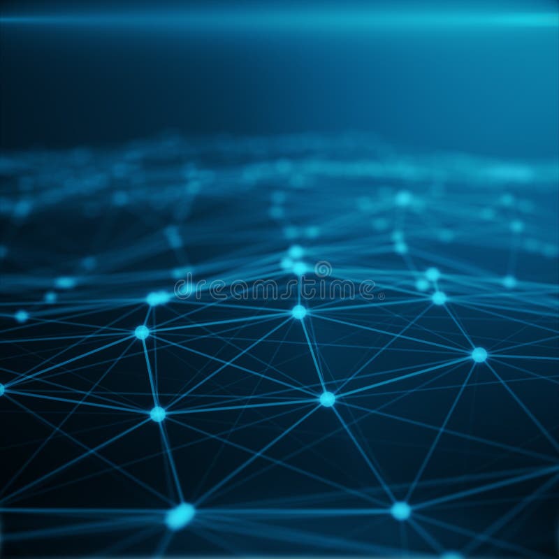 Conexão tecnologico no computador da nuvem, rede azul do ponto, fundo abstrato, conceito da representação da rede ilustração stock Conexão tecnologico no computador da nuvem, rede azul do ponto, fundo abstrato, conceito da representação da rede ilustração stock