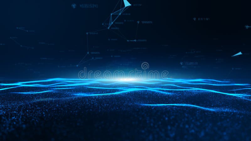 Conexões abstratas de ondas de partículas digitais e de redes de dados digitais para uma tecnologia, comunicação ou mídia social