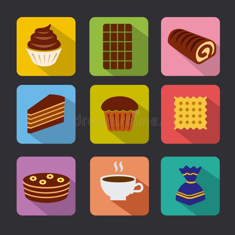 Set of different confectionery icons