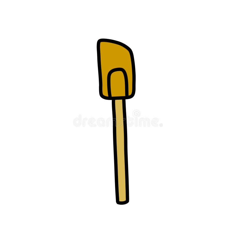 Confectionery silicone spatula doodle icon, vector color illustration