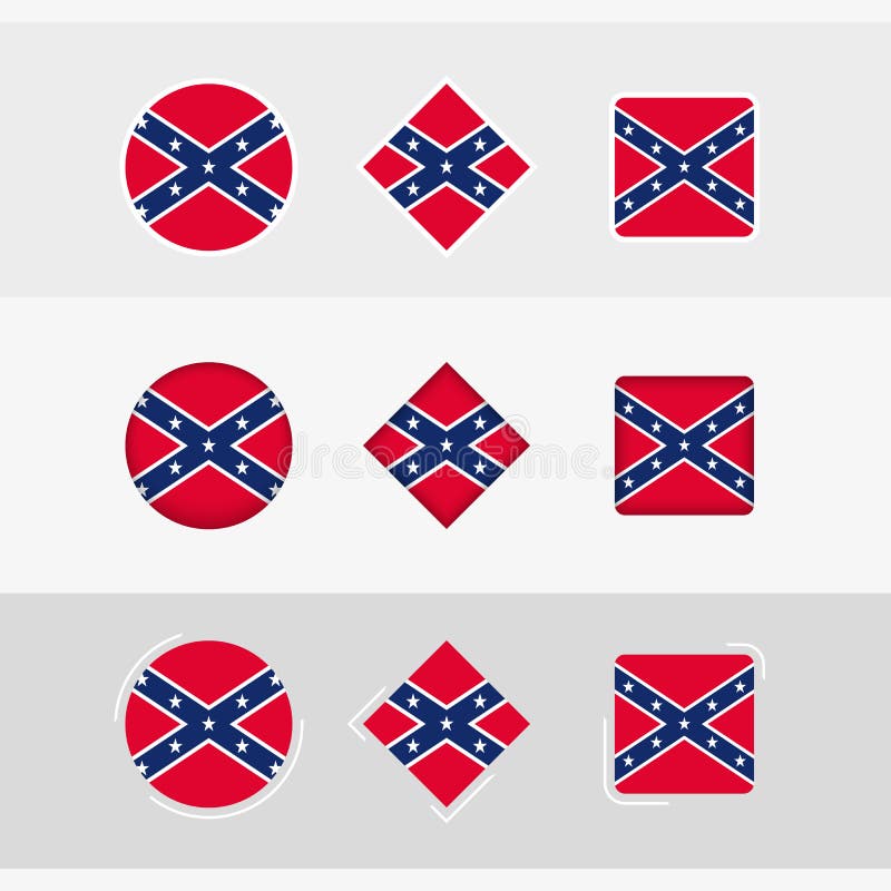 Confederate Flag Icons Set, Vector Flag of Confederate Stock Vector