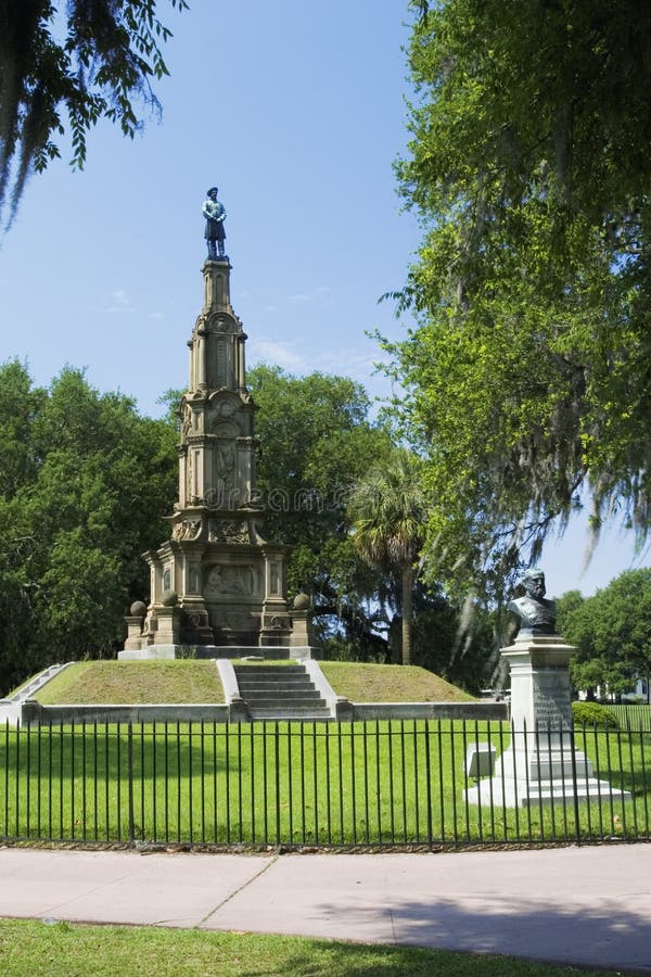 A Confederate Monument in Augusta, with Statues of Soldiers