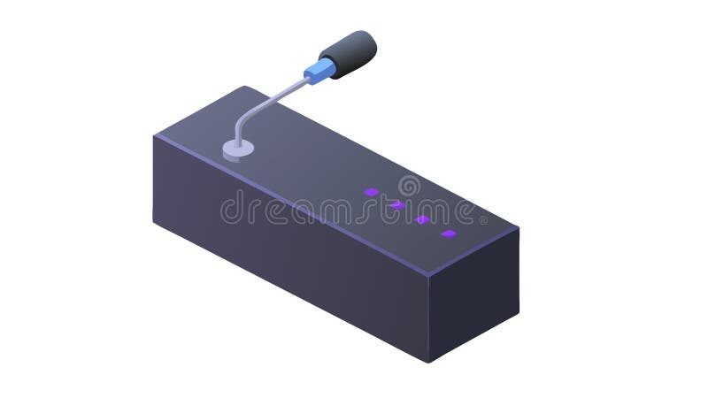 An isometric icon of a conference podium with a microphone. Essential for public speaking, presentations, and events. This formal setup symbolizes speeches, debates, and official announcements, vector design Generative AI. Conference podium vectors